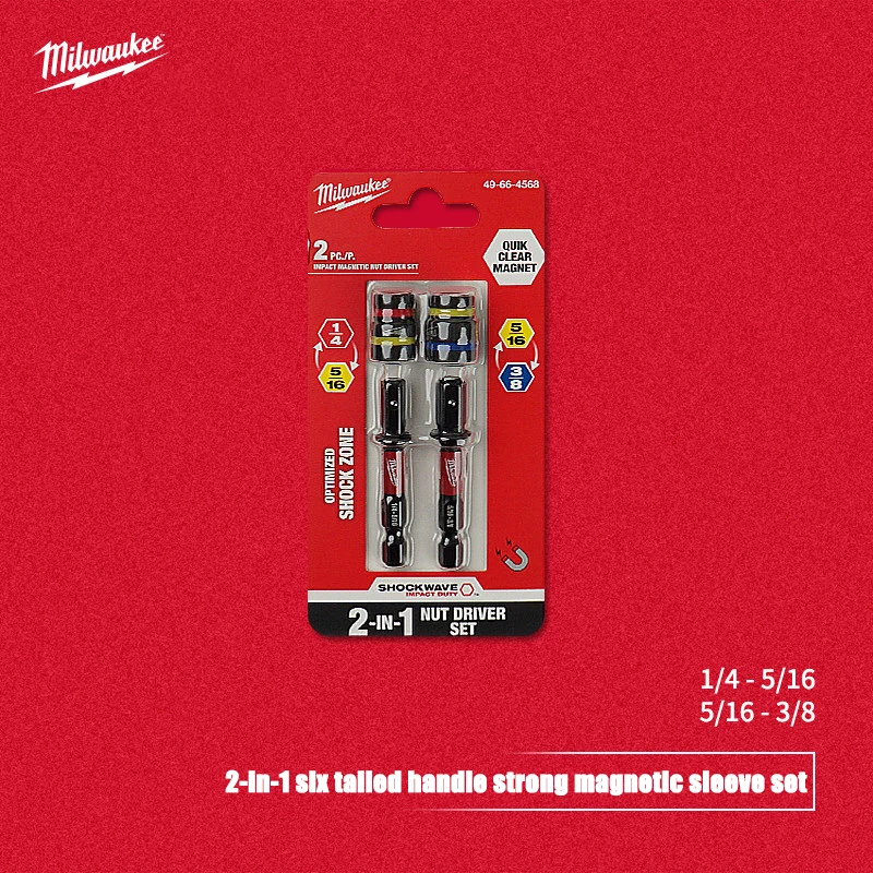 Milwaukee 2-Pack 2-in-1 Shock Wave Strong Magnetic Screwdriver Head, Connecting Rod Sleeve Electric Tool Accessory 49-66-4568