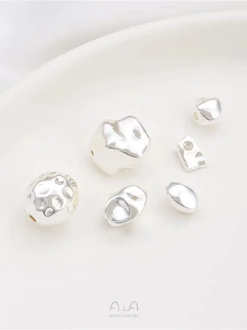 

Thick Silver Shaped Stone Pearl Triangle Small Broken Gold Separated Beads Irregular Loose Beads DIY String Bracelet Accessories