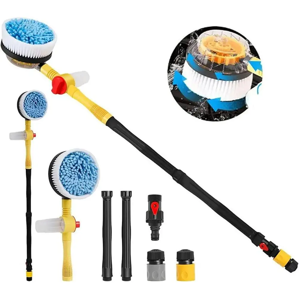 

Автоматический вращающийся набор щеток для мойки автомобиля на 360° ° Швабра для мойки высокого давления с длинной ручкой и насадкой для шланга для автомобилей/фургонов/грузовиков/двора/сада K4P9