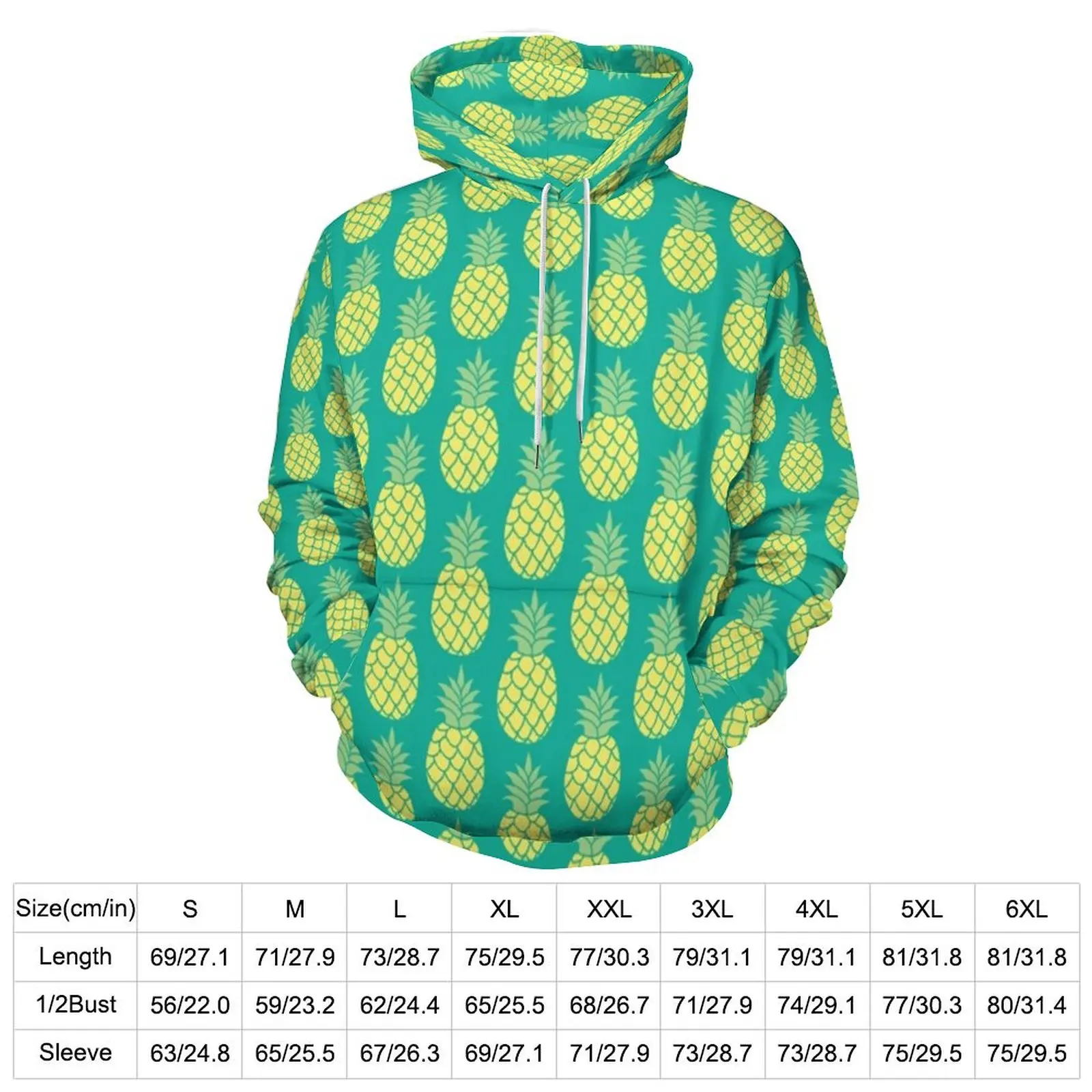 Tropical Pineapple Hoodies Fruit Print Street Style Oversized Pullover Hoodie Female Long Sleeve Casual Hooded Sweatshirts