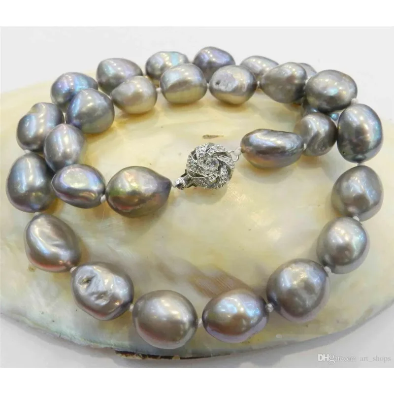 10-12mm Silver Baroe Cultured Pearl Necklace 50CM