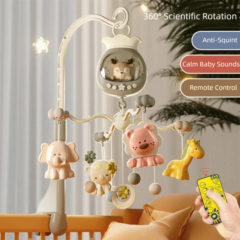 

With Lights Rotating Bed Bell Music Projection Rotating Design Electric Music Mobile Hanging Style Remote Control Sleeping Aid