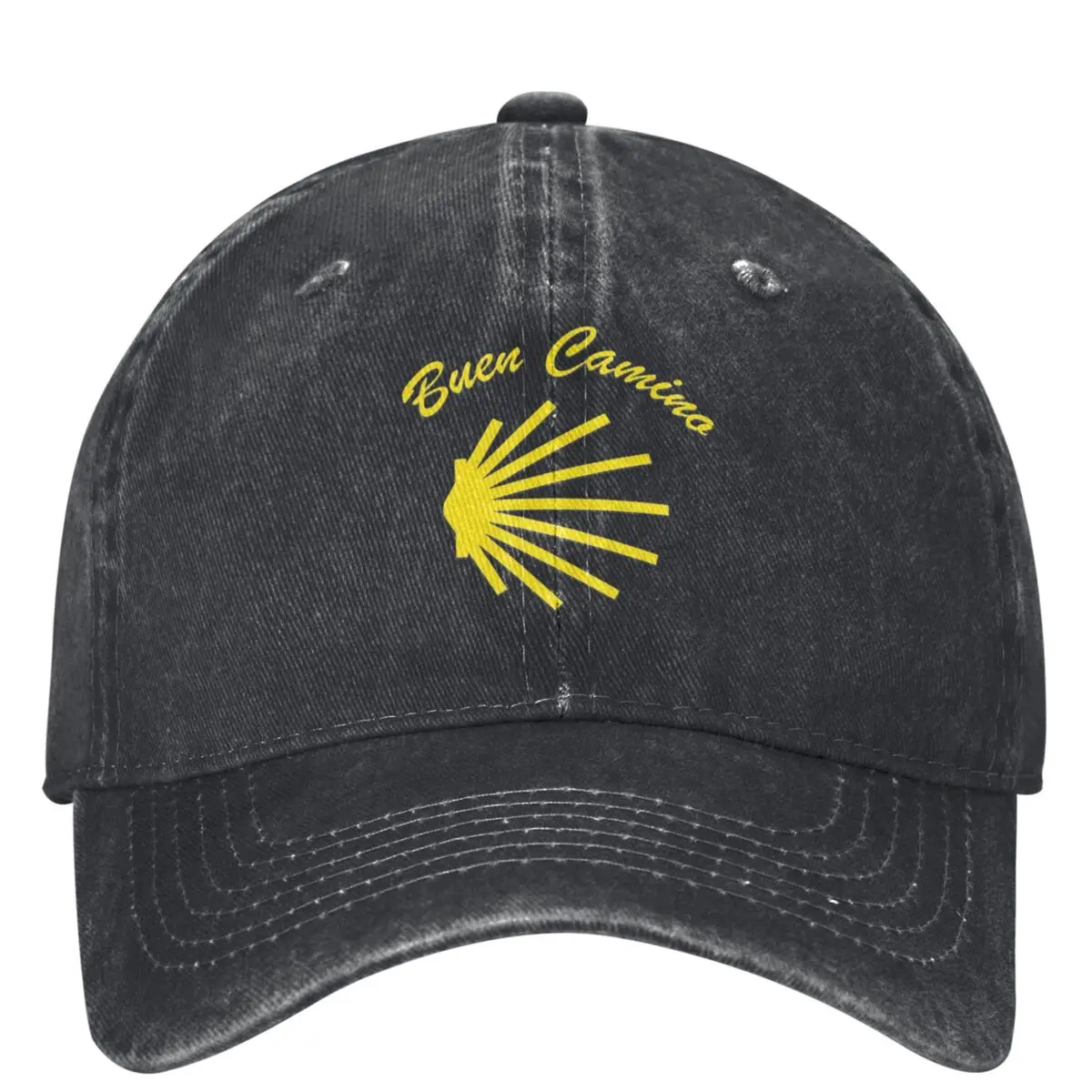 Camino De Santiago Symbol Large Yellow Denim Baseball Cap Buen Camino Music Song Outdoor Sports Trucker Hat Men Snapback Cap