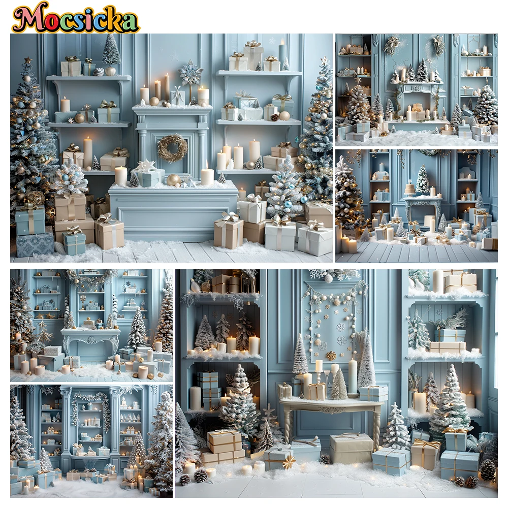 Mocsicka Winter Christmas Photography Background Gorgeous Xmas Tree Cake Holiday Party Family Portrait Photo Backdrops Studio