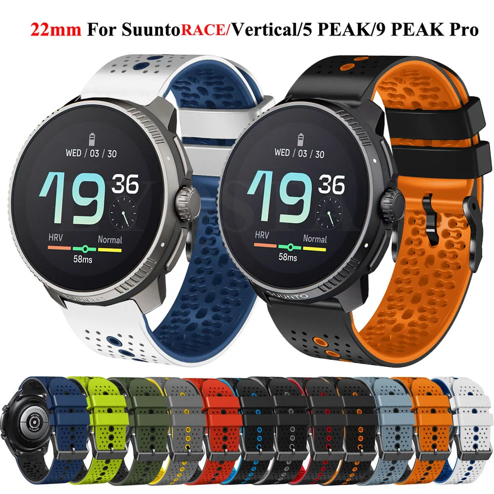 New 22mm Silicone Watch Straps For SUUNTO RACE 5 PEAK/9 PEAK Pro Samrtwatch Sprot Wristband For Suunto Vertical Bracelet Correa