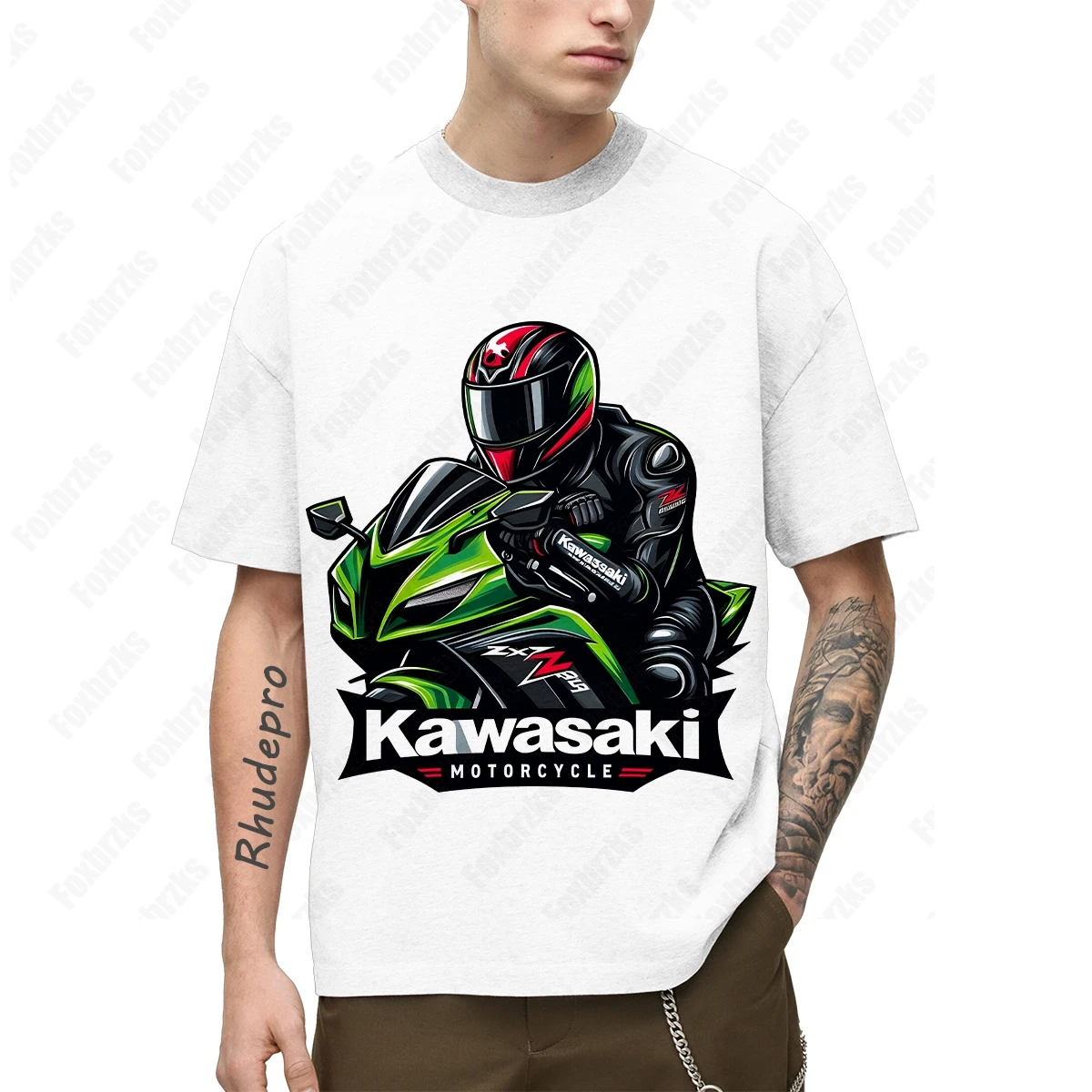 2024 New Summer All-match Kawasakis Ninja Motorcycle T-shirt Team Uniform Cycling Short-sleeved Men's Short Sleeved Tops Pure