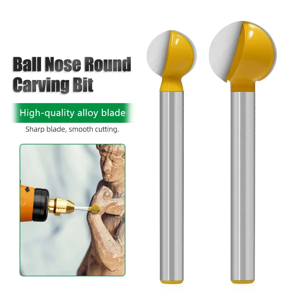 1PC 6MM Shank Milling Cutter Wood Carving Ball Nose Round Carving Bit Cove Milling Bit Radius Core  Carbide Router Bit
