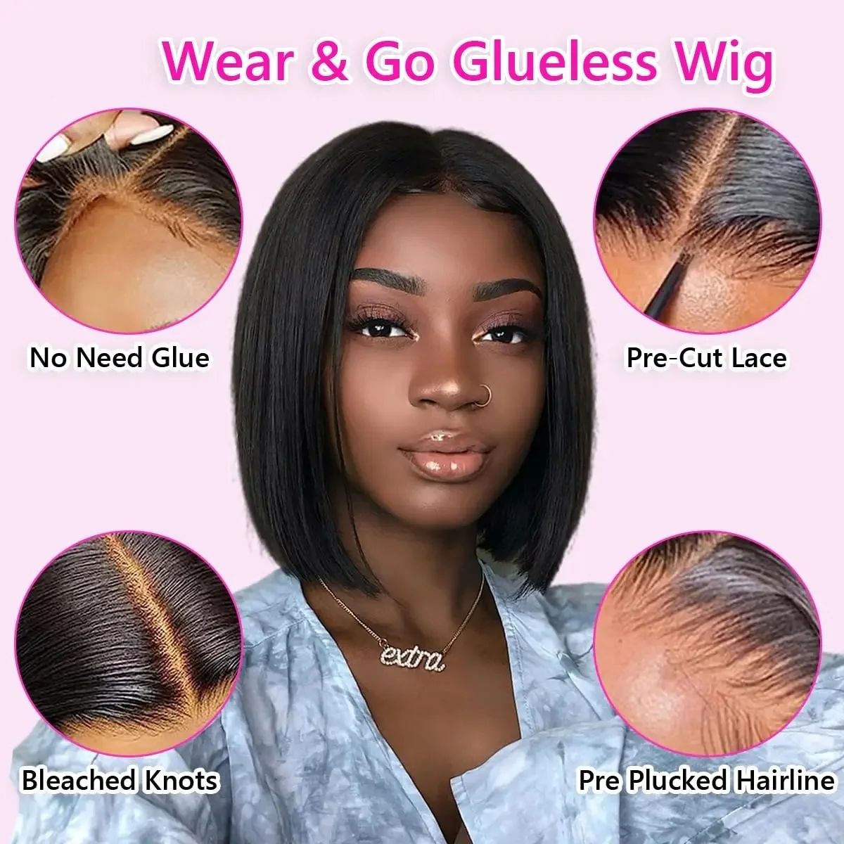 Предварительно вырезанные парики для начинающих, простые в установке, без клея, предварительно выщипанные, 6x4 7x5, безклеевые парики, парики из натуральных волос для женщин