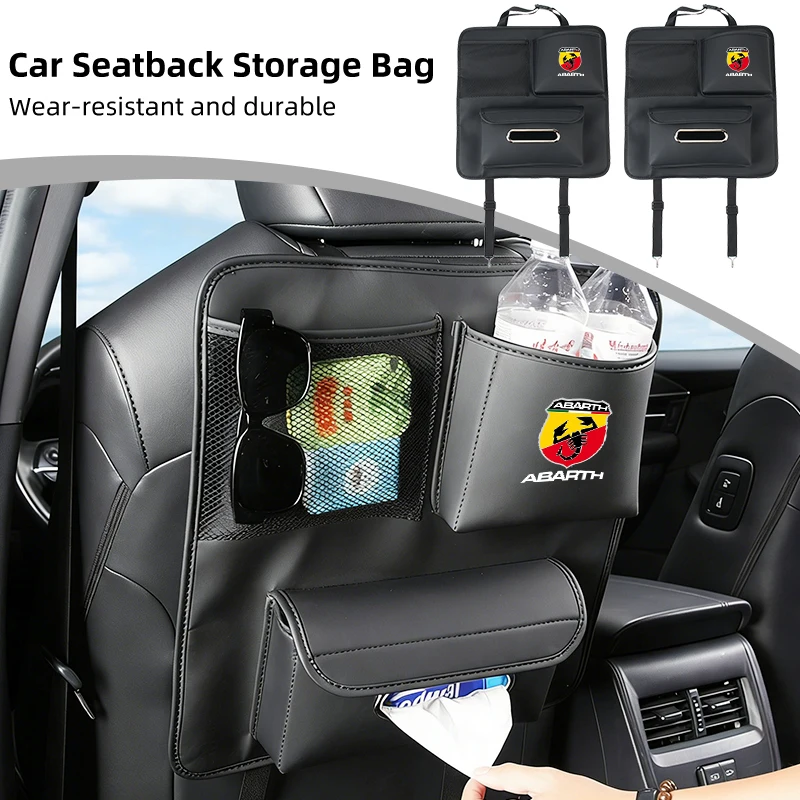 

Car Seatback Sorage Bag Leather Hanging Pouch Trunk Organizer For FIAT 500 Grande Punto Tipo Stilo UNO Astra Bravo Panda Freemon