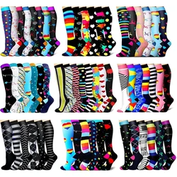 3/6/7/8 Pairs Lot Pack Women Men Elastic Sports Climbing Cycling Beautiful Leg Compression Socks Stockings Running Nurse Sox