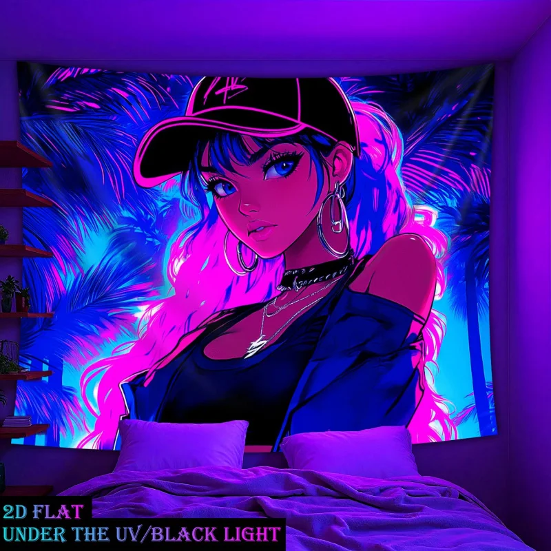 VIKAMA Hot Girl Wandteppich Anime-Mädchen Hintergrundtuch Schlafzimmer E-Sport-Raum Wohnzimmer Sofa Hintergrundwand Raumdekoration