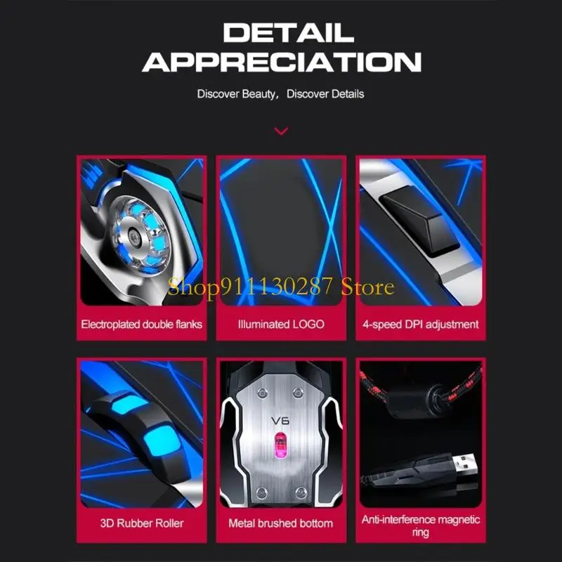 

J1HC One Hand Gaming Keyboards And Mouse 40Keys USB Cord RGBs Backlit Ergonomic Wrist Support Mechanical Feedback