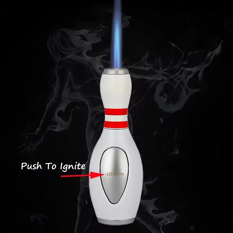 

Jobon Bowling Ball Shaped Butane Gas Lighter Metal Outdoor Windproof Blue Flame Jet Turbine Torch Lighter Ornaments Man's Gift