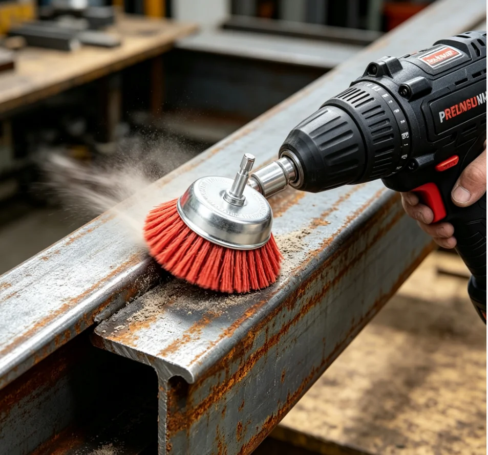 Nylon Abrasive Brush Set for Drill 6 Pack, 1/4 Inch Hex Shank, 3 Inch 2.6InchRedCoarsBristleBrushesforPaintCorrosionRustRemoval