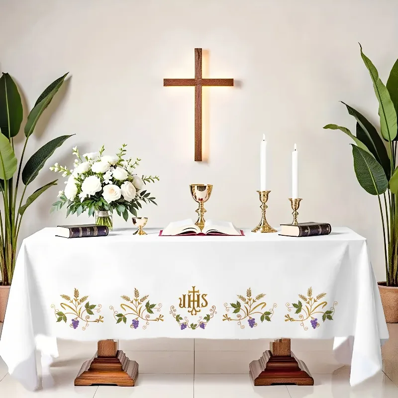 Commemorative Baptism Church Altar Rectangle Tablecloth for Table Decor Reusable Kitchen Dining Tablecloth Religion Decorations