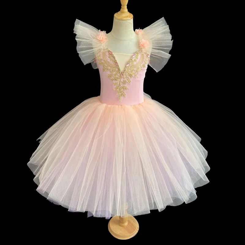 Profissional romântico tutu longo tule tutus ballet saias tutu para meninas trajes de bailarina vestido de dança do lago cisne