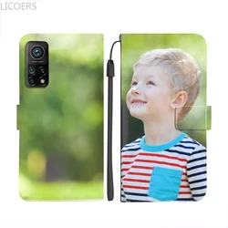 Custodia in pelle PU Flip fai da te per Xiaomi Mi 12t 11T Pro 12 11 Lite 10T Redmi 10C 9T Note 11S 9S 8T custodia a portafoglio con foto stampata personalizzata