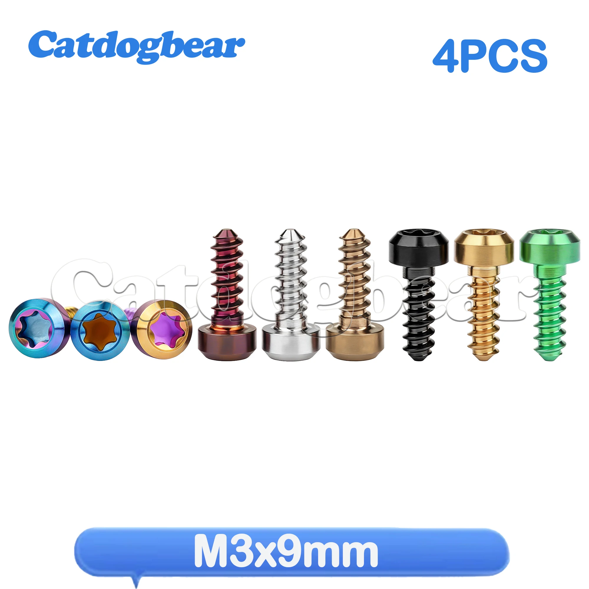 Catdogbear Titanium Bolts 4PCS M3x9mm socket self-tapping screw for Motorcycle Car
