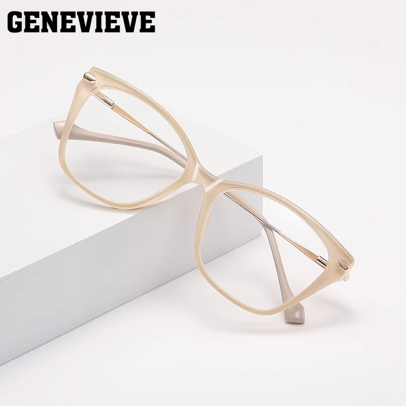 

GENEVIEVE Cat Eye Personality Minimalist Design Women's Reading Anti-Blue Light Glasses Photochromic Customizable Prescription