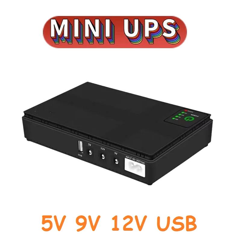 5V 9V 12V Uninterruptible Power Supply Mini UPS USB 10400MAh Battery Backup for WiFi Router CCTV(EU Plug)