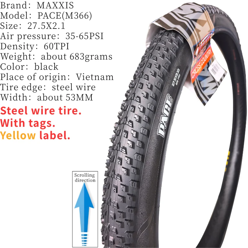 MAXXIS PACE M366 Ultraleichter Mountainbike-Reifen mit Stahldraht, verschiedene Größen 24/26/27,5/29 Zoll 1,95/2,1, einzelner MTB-Ersatzreifen – Detail 7