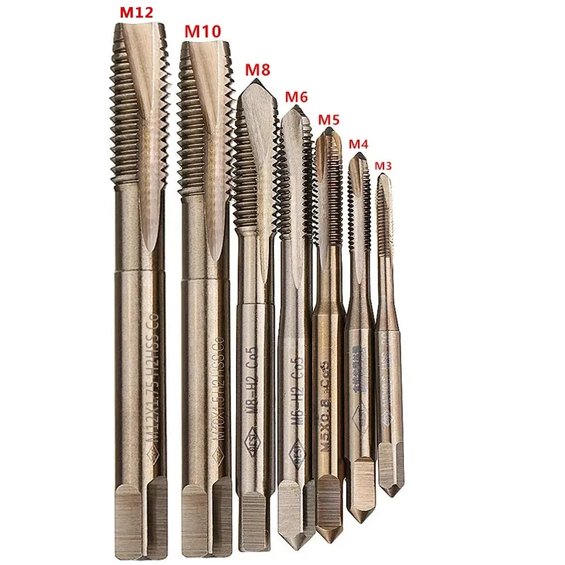 1Pc M3-M12 M35 HSS-Co Cobalt Machine Sprial Point Taps Metric Screw Tap Right Hand Thread Plug Tap Drill