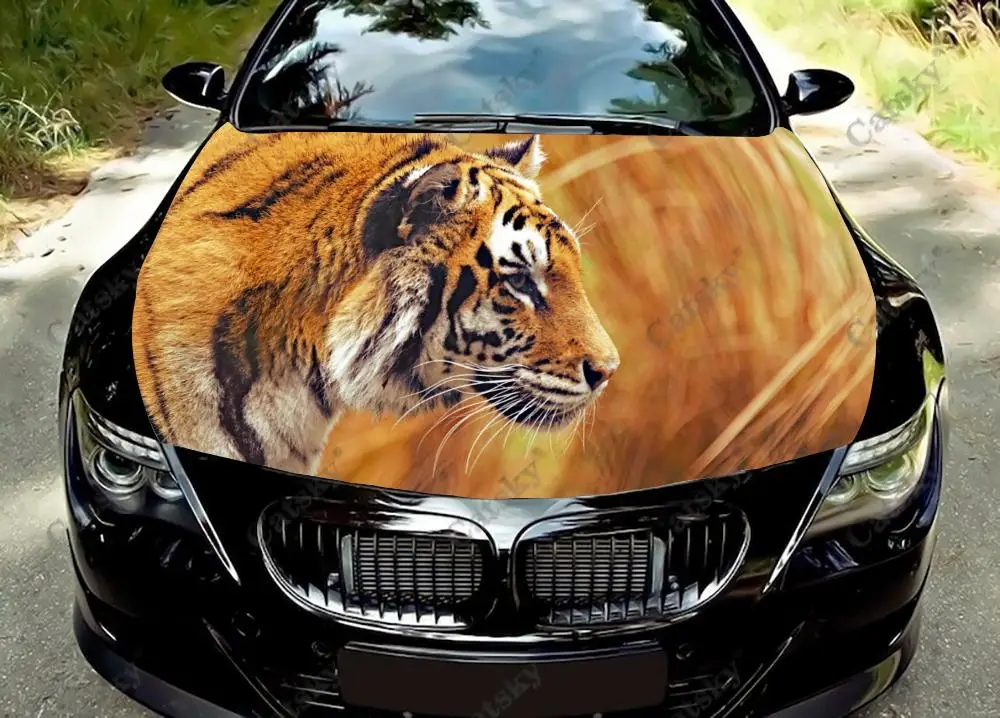 tiger animal ferocious Car hood vinyl sticker wrap packaging film hood decal sticker universal car hood protective film