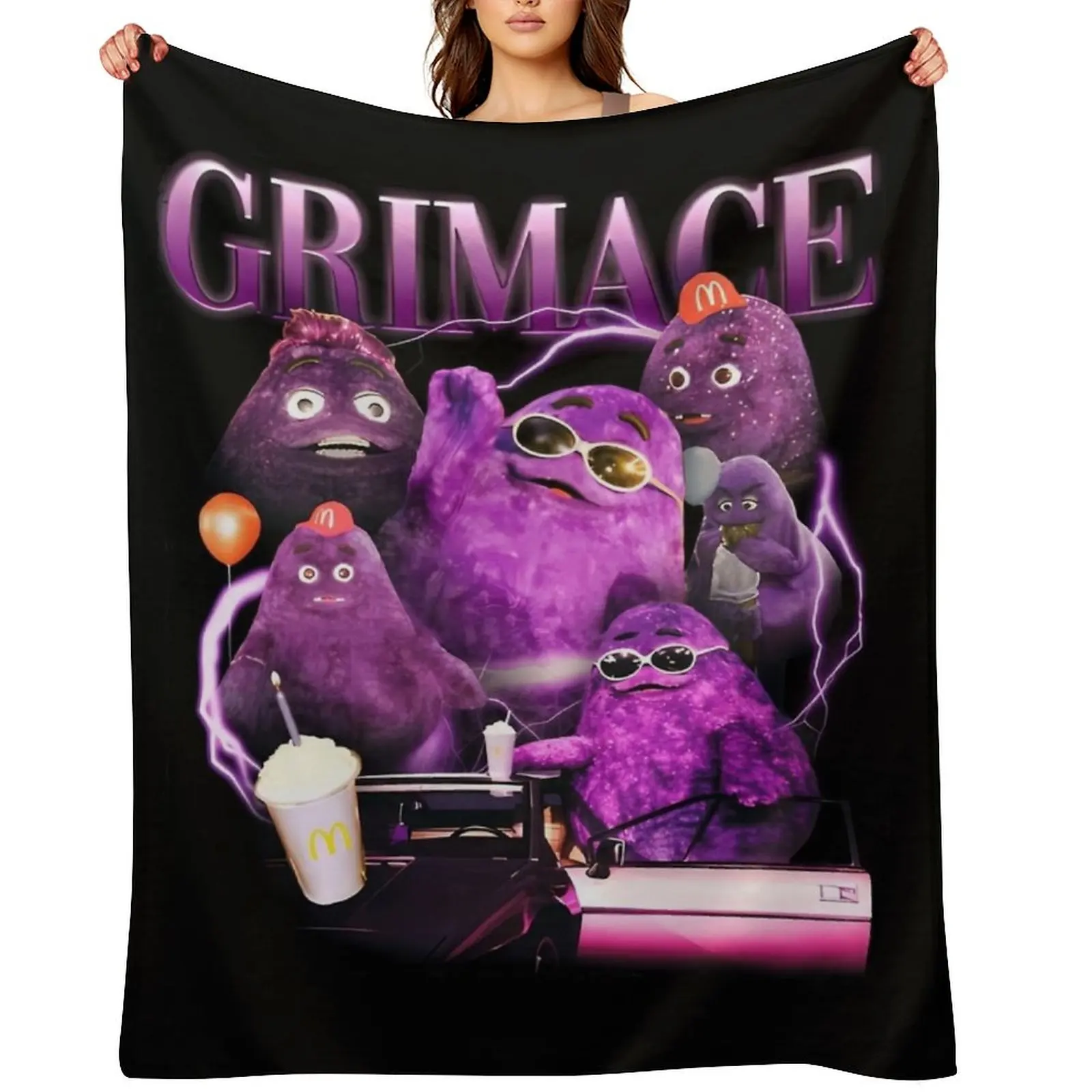 

Grimace in 90s Throw Blanket Decorative Beds Flannels heavy to sleep Thermals For Travel Blankets
