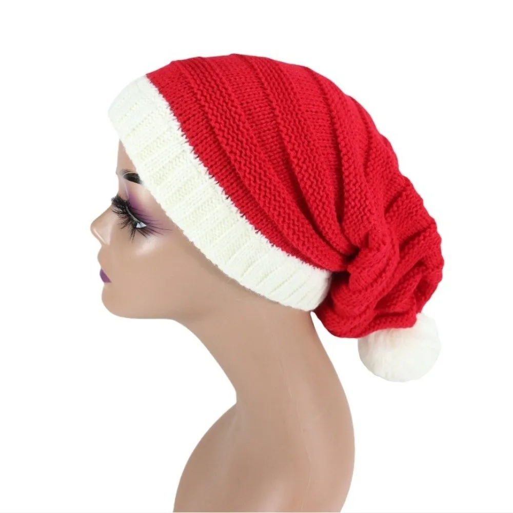 Weihnachtsmann-Weihnachtsmütze, warme Weihnachtsmütze, warme Santa-Beanie-Mütze, Wollmütze, koreanischer Stil, gestreifte Mütze, Frohes Neues Jahr – Detail 4