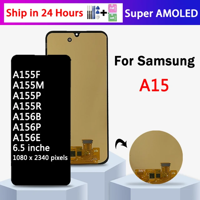 Wyświetlacz Super AMOLED A15 do Samsung A15 4G SM-A155F Wyświetlacz LCD Ekran dotykowy Digitizer do Samsung A15 5G SM-A156B Ramka LCD