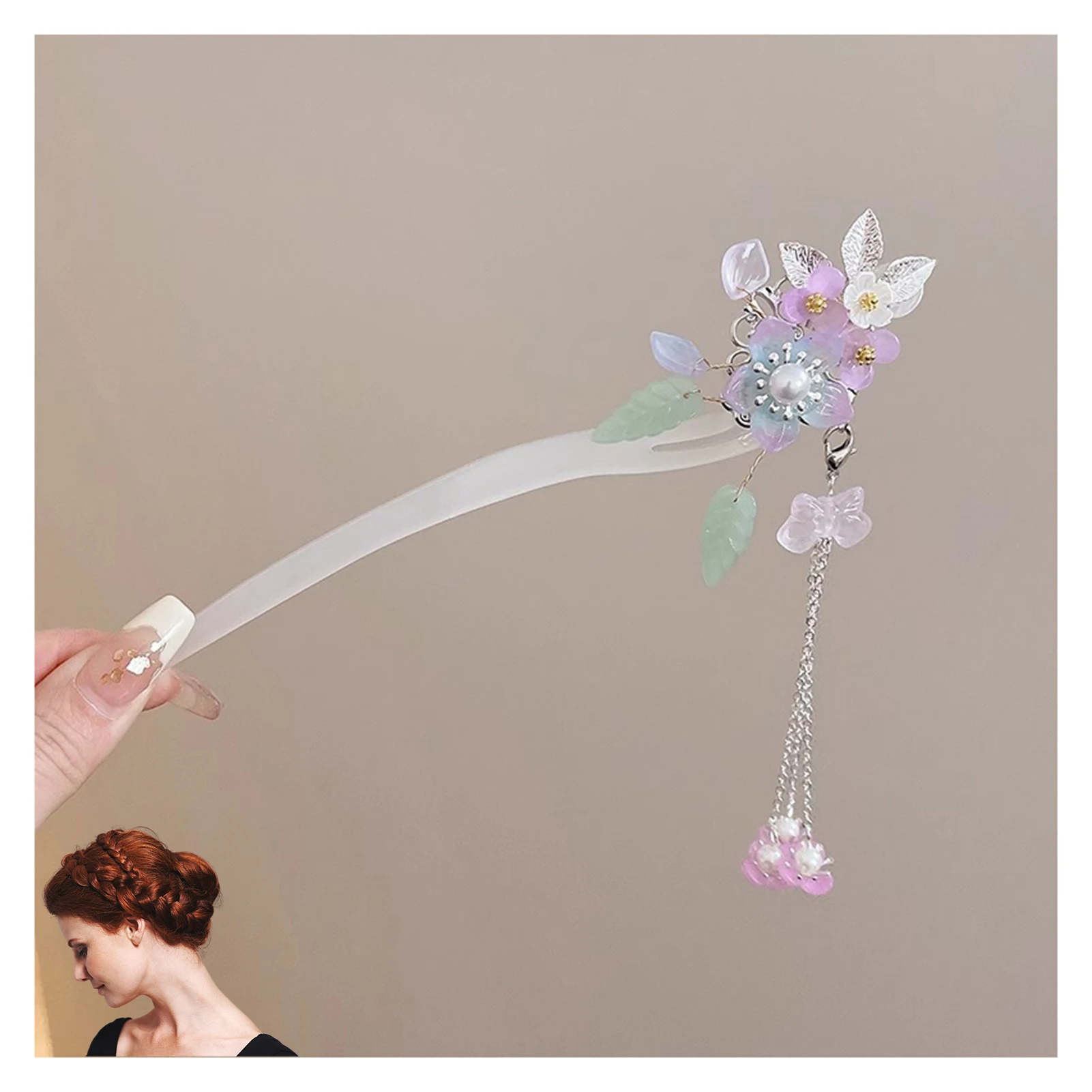Licht Luxus Blume Haarnadel Für Frauen Chinesischen Stil Floral Schmetterling Quaste Haar Stick Elegante Metall Schmuck Haarnadel Haar Clips – Detail 13