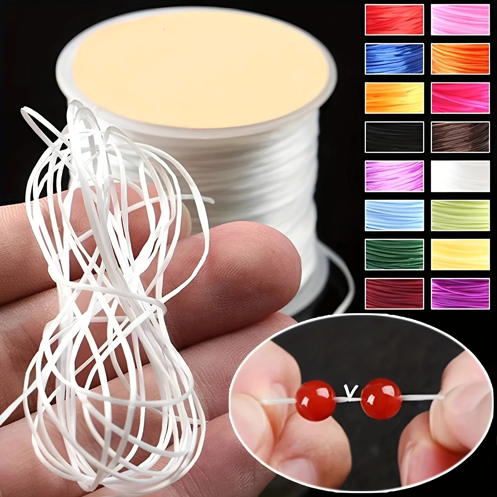 

High Strength Stretch Nylon String 50M Roll for Gemstone Beads Charm Bracelets Anklet Elastic Thread for Jewelry Making Repair