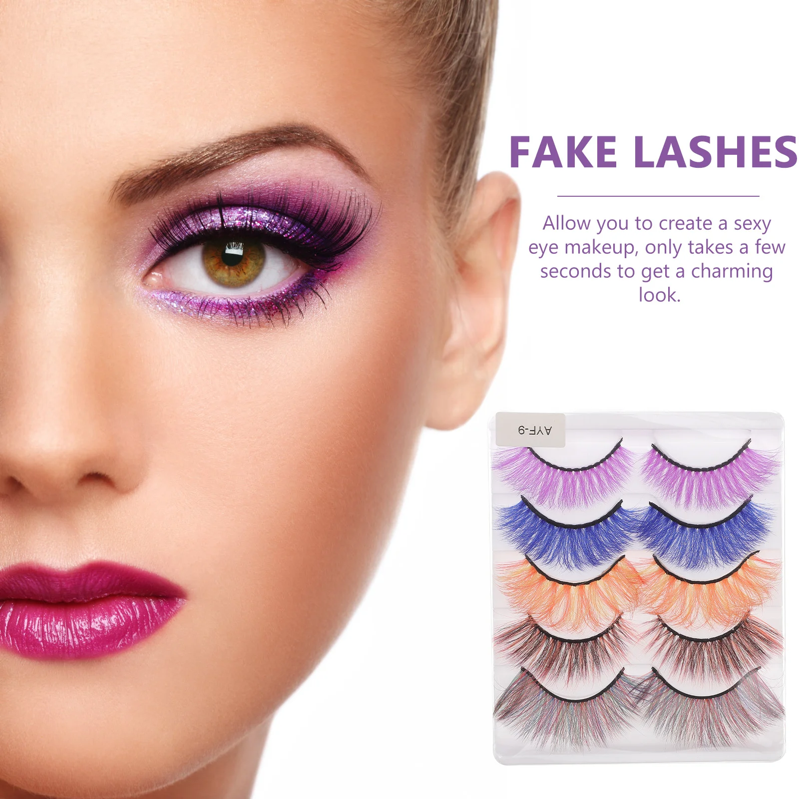 Pestañas postizas coloridas, extensiones de pestañas postizas 3D para fiesta, Cosplay, Halloween, pestañas postizas largas, pestañas naturales