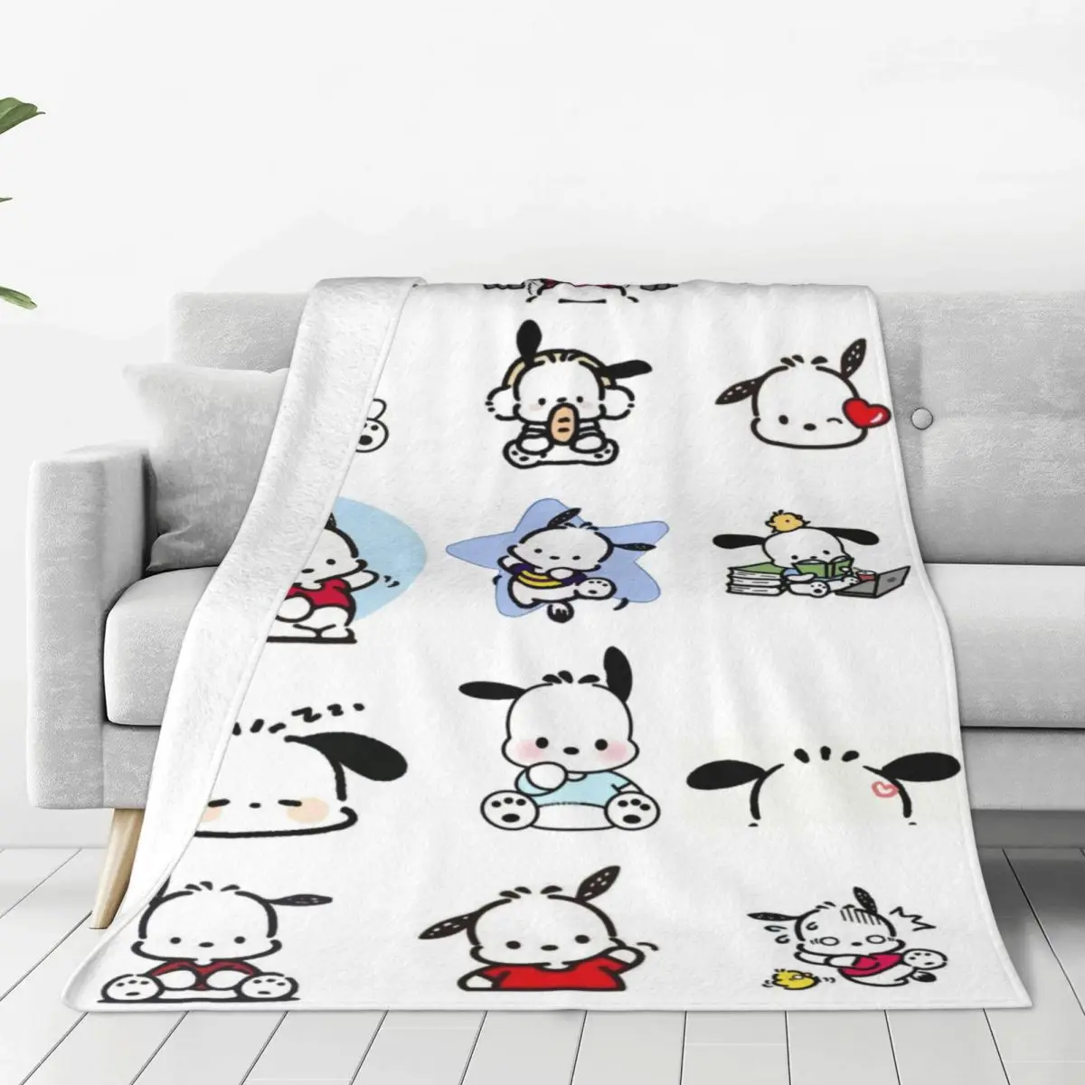 

Custom Ultra-Soft Fleece Pochacco Cartoon Throw Blanket Warm Flannel Blankets for Bed Car Couch Quilt