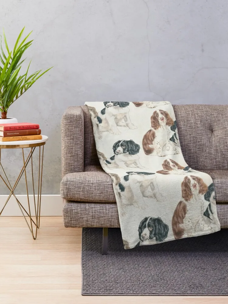 English Springer Spaniel Puppies Throw Blanket Thermals For Travel fluffy Thermal Blankets