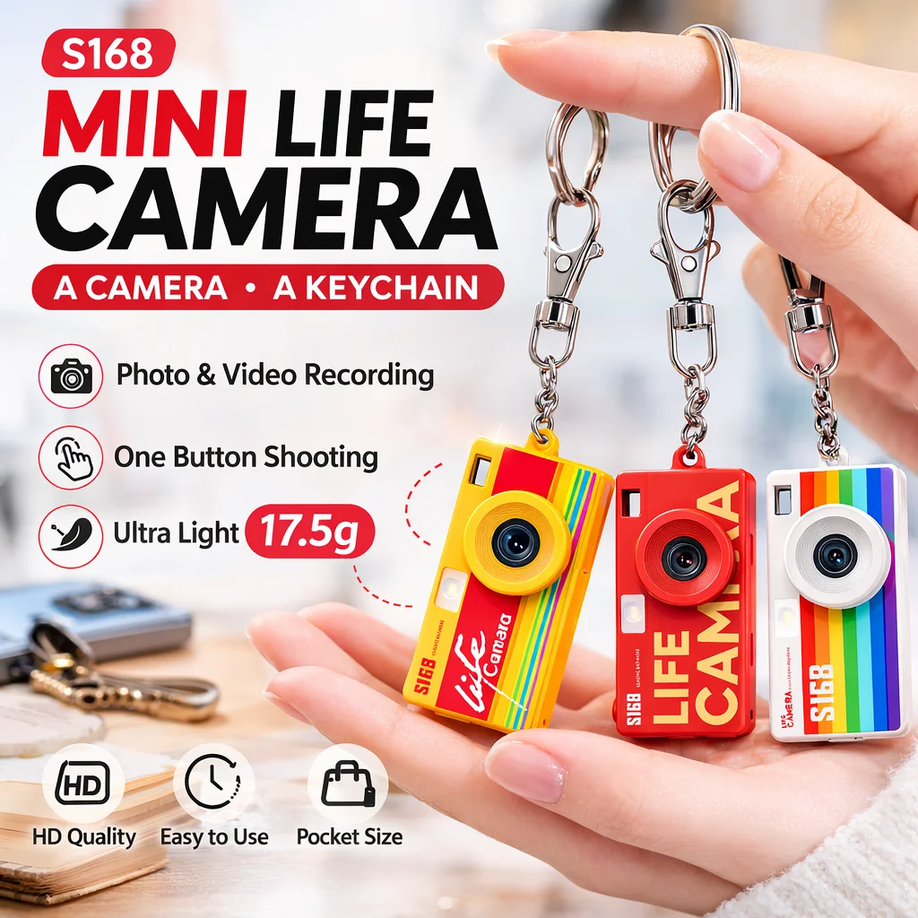 Mini Keychain Camera HD Portable Micro Camera Retro Keychain Cam Smallest Pocket Video Camera Gift for Travel Kids