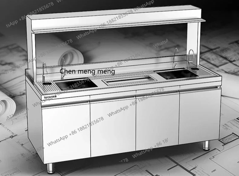 X Commercial, coffee shop equipment Stainless steel refrigerated workbench Kitchen fresh-keeping console