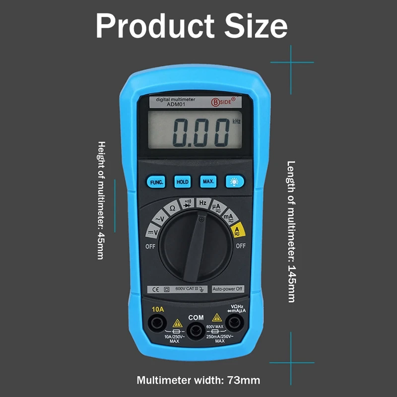 BSIDE ADM01 Digital Multimeter Multifunction AC/DC Voltage Current Temperature Resistance Capacitance Pocket Tester