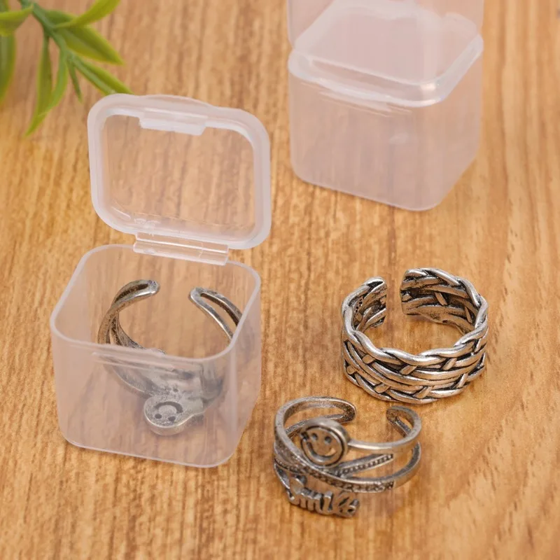 5/10pcs Mini Square Storage Box Transparent Earrings Rings Jewelry Beads Packaging Storage Case Small Jewelry Organizer Box