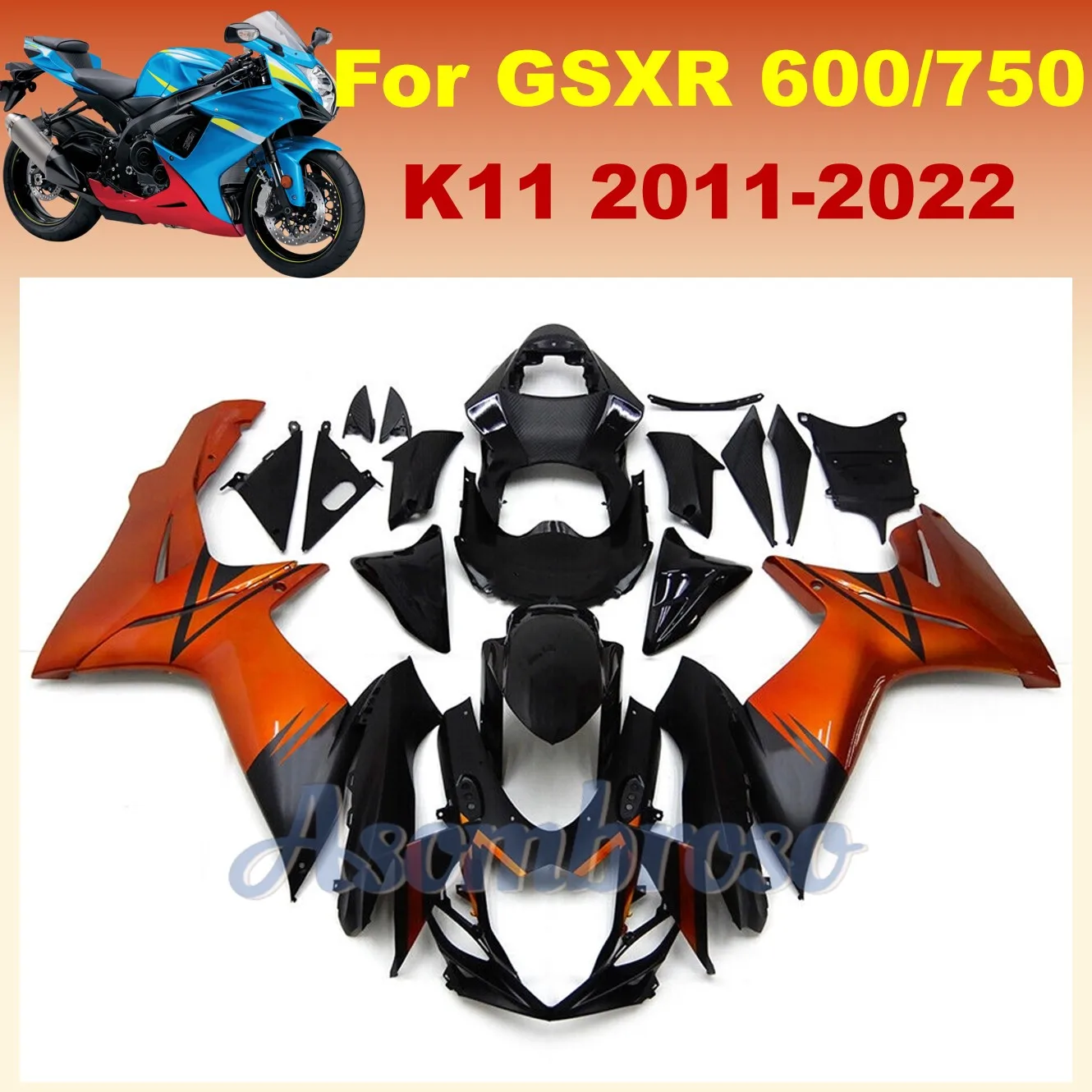 Orange Bodys Fairing kit for GSXR600 GSXR750 2011 2020 2019 2018 2016 2012 2013 2015 2017 2014 GSXR 600 11-20 Motou Accessories