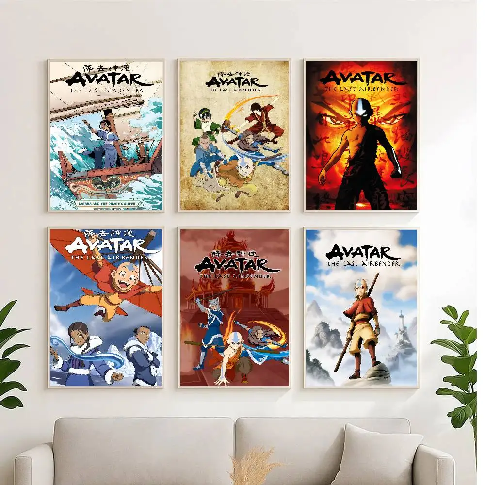 1 قطعة الصورة الرمزية آخر Airbender Aang أنيمي المشارك ذاتية اللصق الفن ورق مقاوم للماء ملصق مقهى بار غرفة جدار ديكور