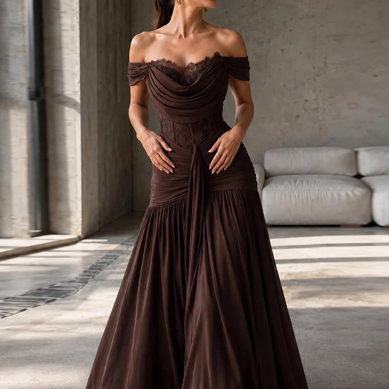 Casual Backless Solid Long Dress Lady Sexy Strapless High Waist Slim Evening Dress Chic Lace Patchwork Sleeveless Wedding Dress