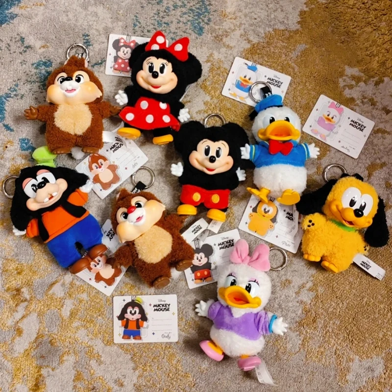 Genuine Mickey Family Cute Together Keychain Series Blind Box Cute Plush Vinyl Doll Pendant Ornament Model Children Toy Gift