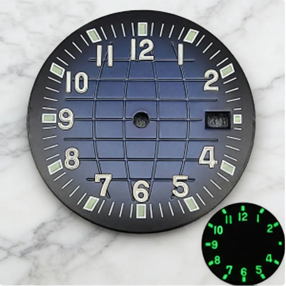 32mm Aquanaut Black and Blue Single Calendar Dial Suitable for NH35 NH36 Automatic Movement Replacement Watch Accessories