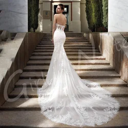 Vestidos De novia elegantes con escote Corazón, vestidos De novia De sirena De encaje, sin mangas, sin espalda, blanco