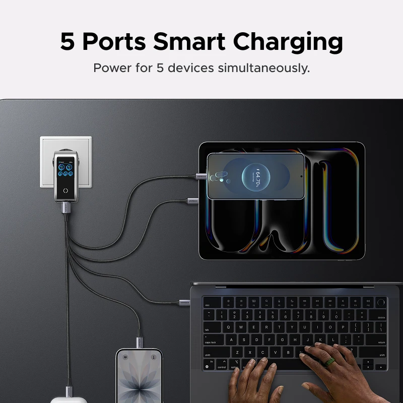 100W GaN USB-C Charger with Smart Display - PD 3.0 QC4.0