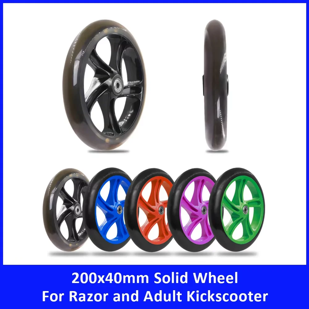 

200x40mm Solid Wheels for Razor and Adult Kickscooters Solid Tire with ABEC 7 Bearing Tyre Wheel Replacement Scooter Accessories