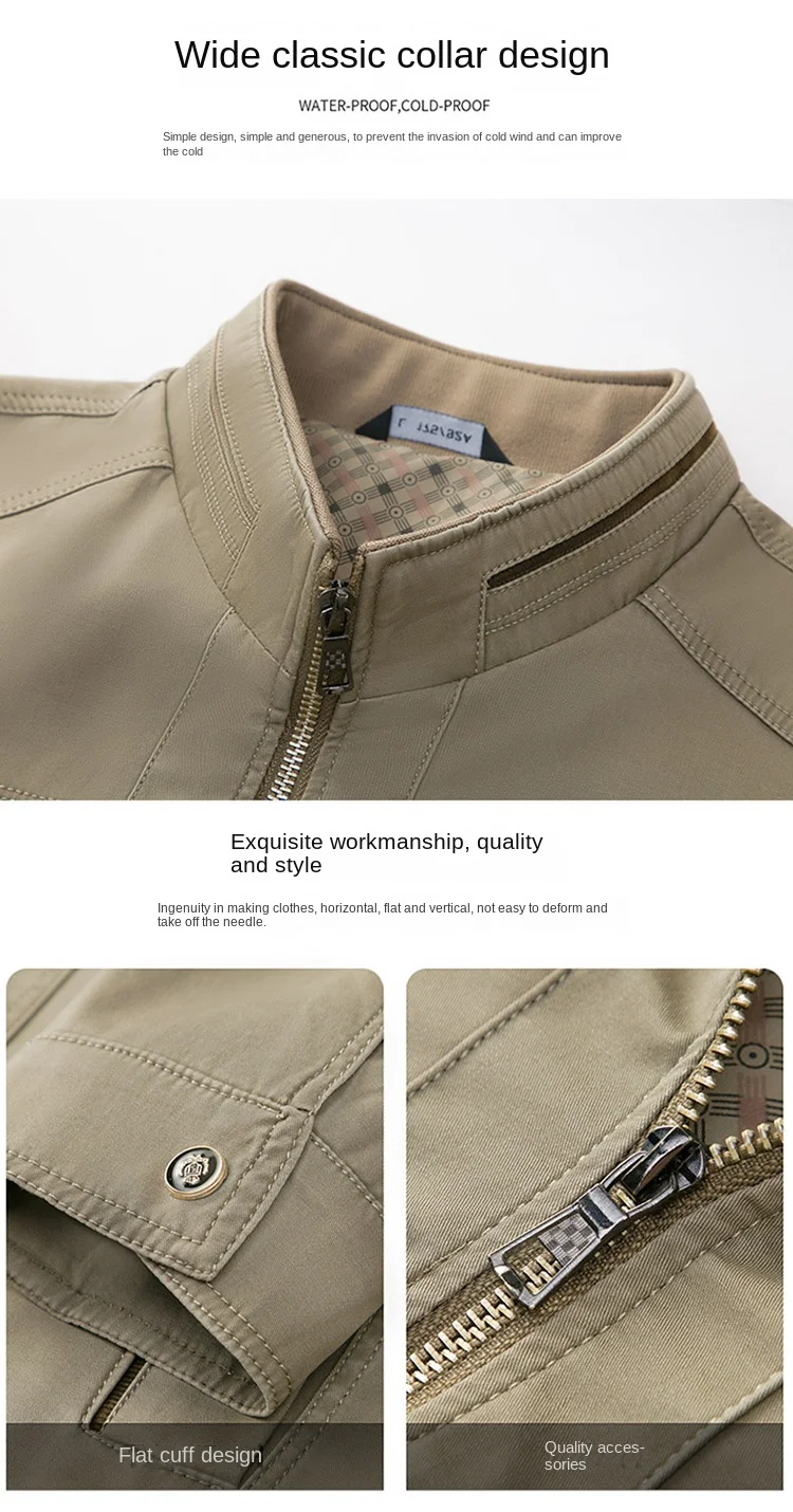 Spring and Autumn 2024 New Jacket Loose Versatile Business Casual Windproof Top Vertical Collar Retro Comfortable Retro Jacket