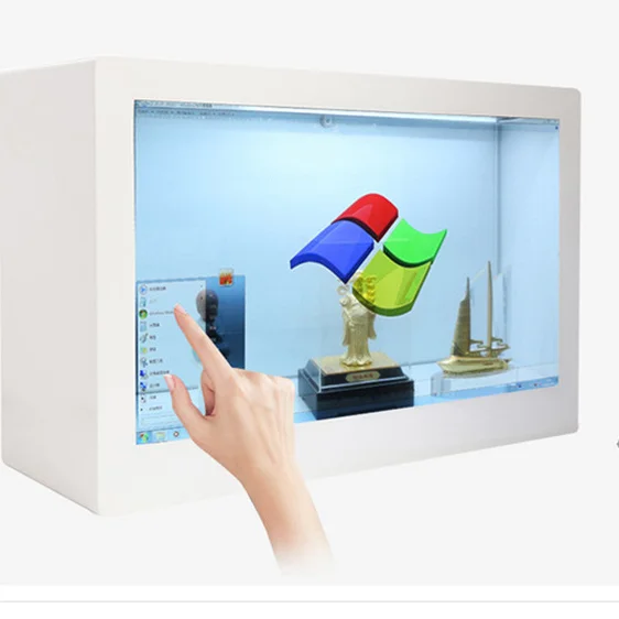 Factory Directly Saling High Brightness LCD Display Box 21.5 27 32 43 55 Inch Transparent Display Cabinet