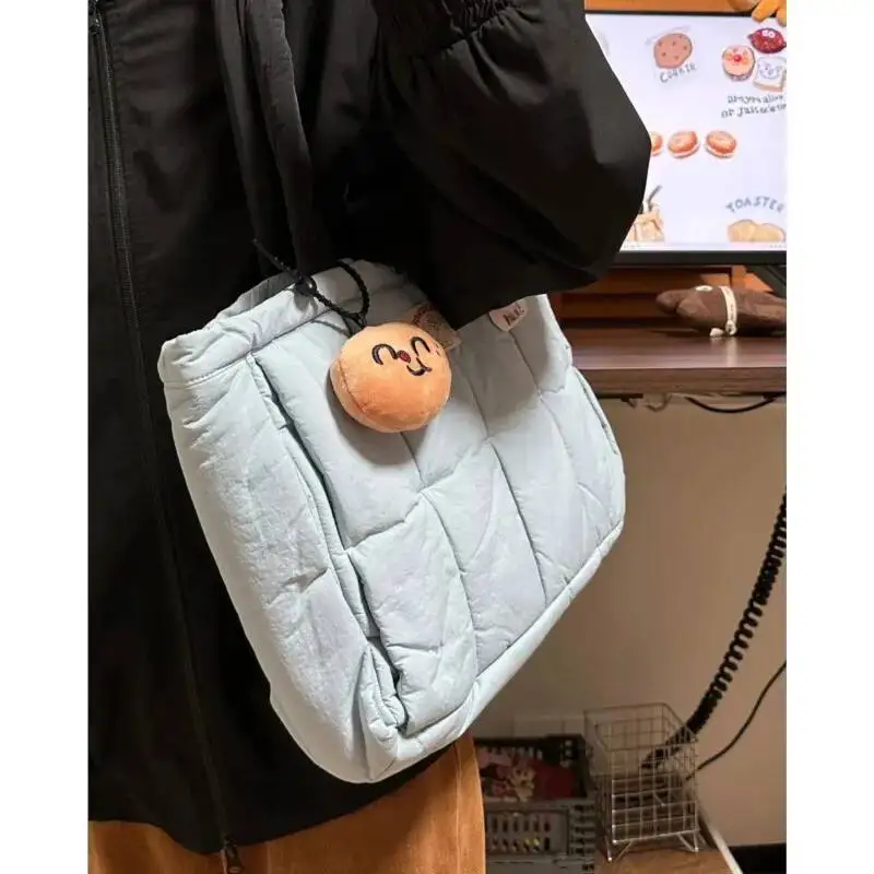 Bloom Lightweight Puffy Blue Shoulder Bags Women New Haruku Soft Comfortable Tote Bag Hot Girls Large Capacity Handbag Y2k